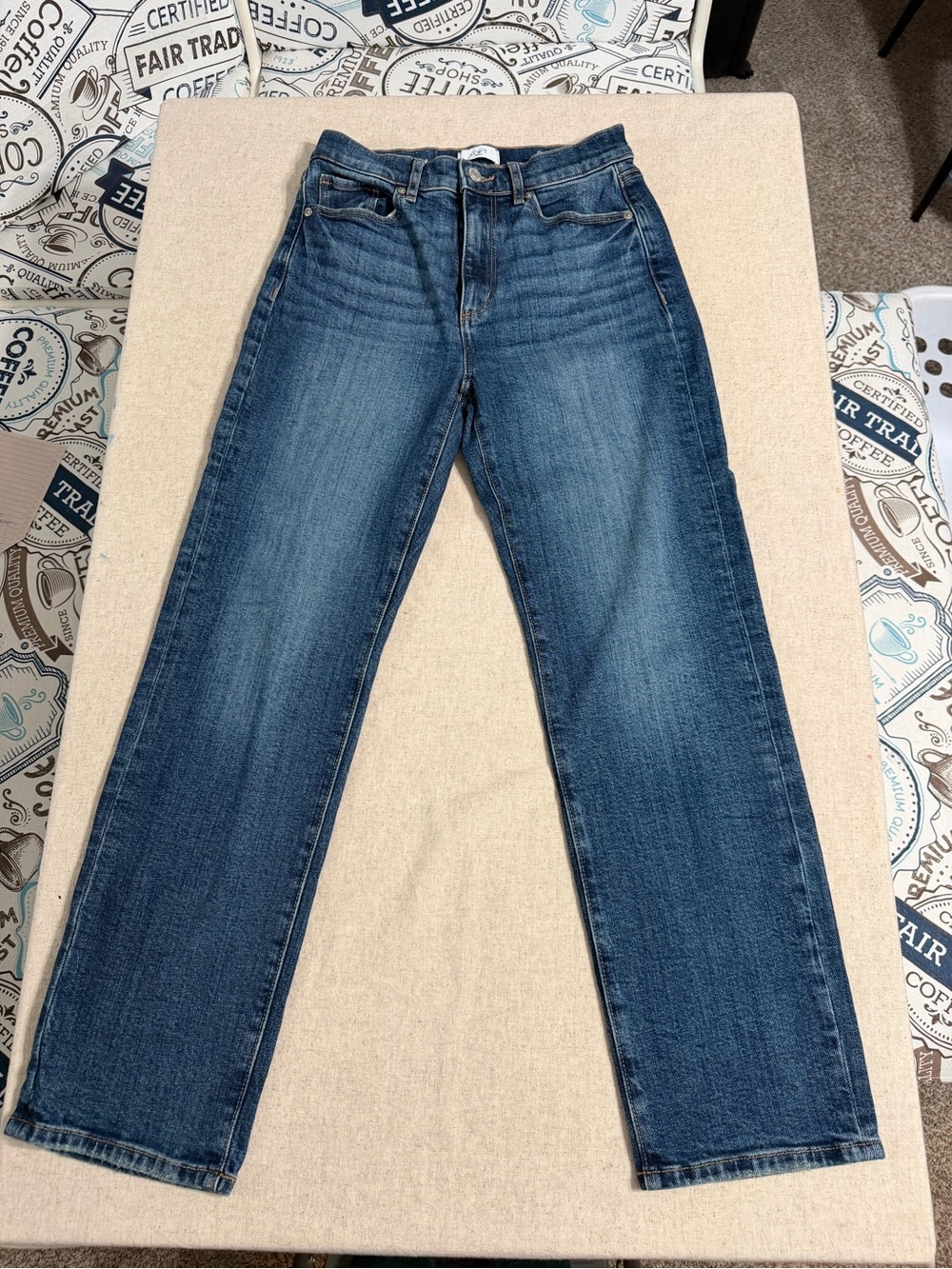 LOFT High Waisted Straight-Leg Jeans in Medium Blue Wash